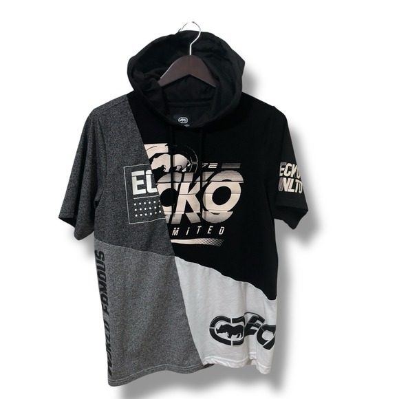 Ecko Unltd Men's Short Sleeve Graphic‎ Hoodie Size Small 19.5 x 27 - Picture 1 of 3